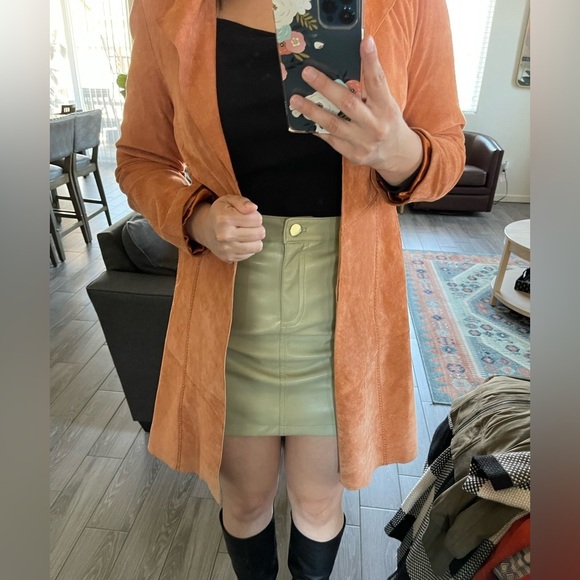 70’s Style Western Leather Jacket-Vintage Coat in Rust,Size 10•••Long Line - Picture 6 of 16